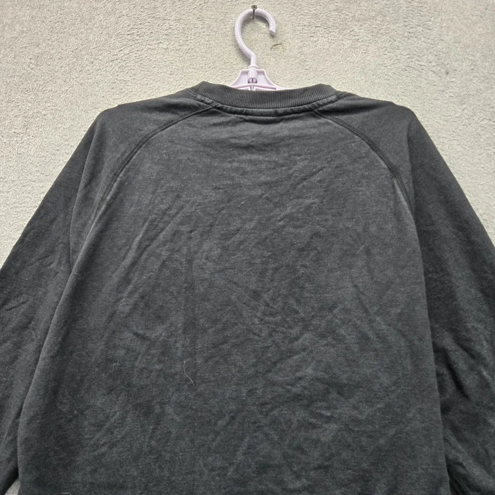 Nike Women Sweatshirt L Black Big Logo Graphic Print Rally Crew French Terry